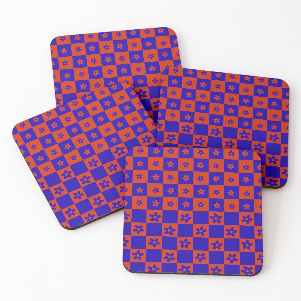 Item preview, Abstract Floral Checker Pattern 32 in Sapphire Blue and Pop Red designed and sold by nineFlorals.