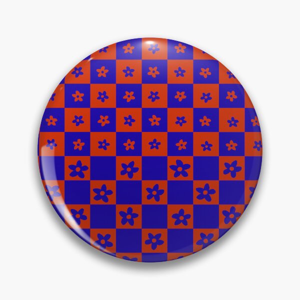 Item preview, Abstract Floral Checker Pattern 32 in Sapphire Blue and Pop Red designed and sold by nineFlorals.