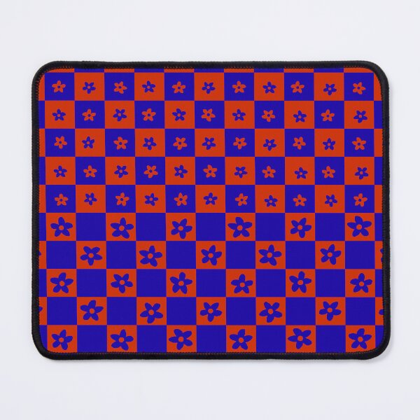 Item preview, Abstract Floral Checker Pattern 32 in Sapphire Blue and Pop Red designed and sold by nineFlorals.