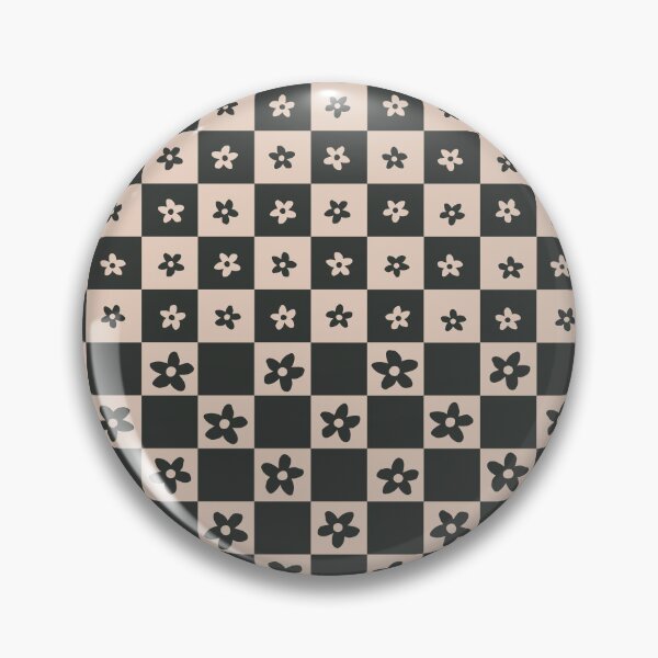 Item preview, Abstract Floral Checker Pattern 12 in Tan Black designed and sold by nineFlorals.