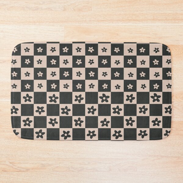 Item preview, Abstract Floral Checker Pattern 12 in Tan Black designed and sold by nineFlorals.