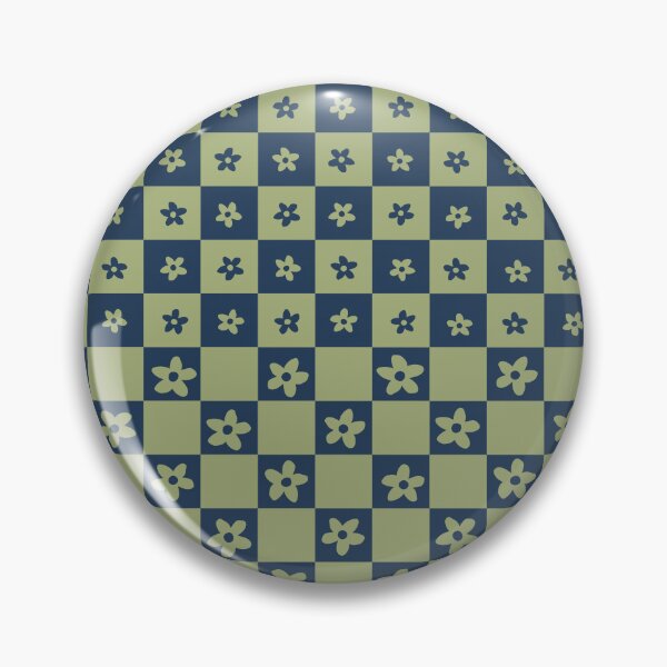 Item preview, Abstract Floral Checker Pattern 19 in Navy Blue Sage Green designed and sold by nineFlorals.