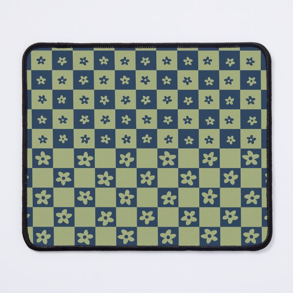 Item preview, Abstract Floral Checker Pattern 19 in Navy Blue Sage Green designed and sold by nineFlorals.