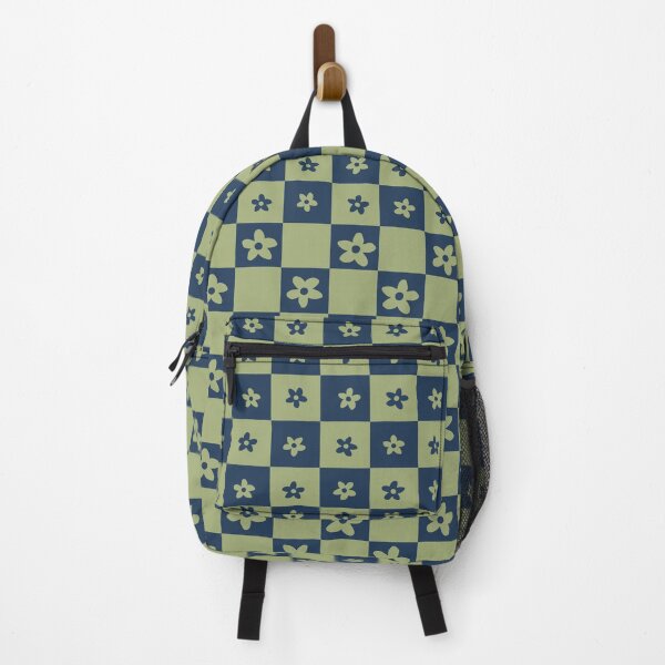 Item preview, Abstract Floral Checker Pattern 19 in Navy Blue Sage Green designed and sold by nineFlorals.