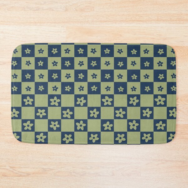 Item preview, Abstract Floral Checker Pattern 19 in Navy Blue Sage Green designed and sold by nineFlorals.