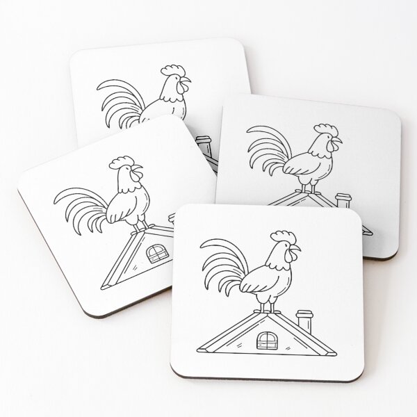 Item preview, Rooster crowing on a farmhouse roof with wings slightly spread designed and sold by rasagamastore.