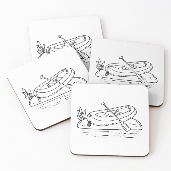 Item preview, Raft with paddle resting on the sand at the edge of a shallow stream designed and sold by rasagamastore.