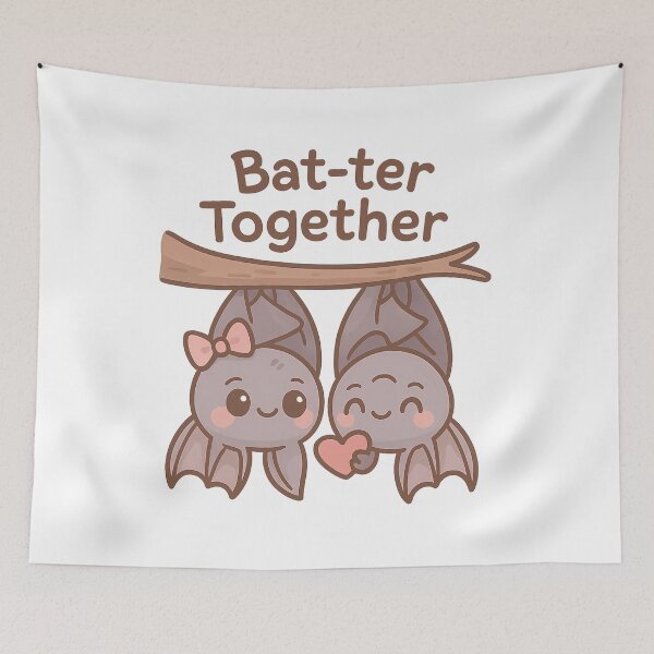 Item preview, Bat-ter Together Romantic Kawaii Couple designed and sold by Romeo Fashion.