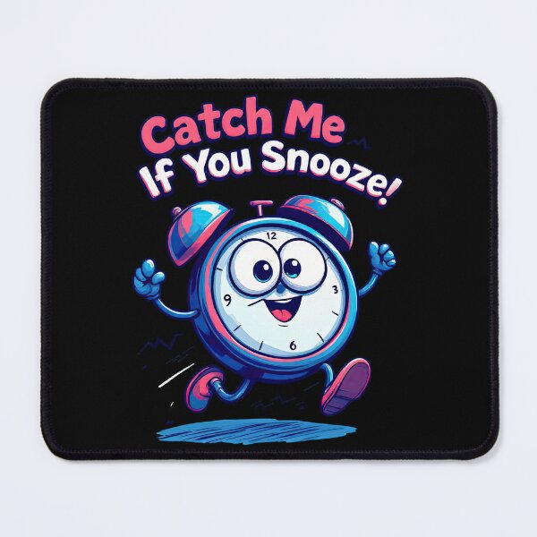 Item preview, Cartoon clock running with caption catch me if you snooz designed and sold by cafegrafis.
