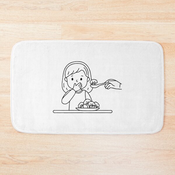Item preview, Child refusing to eat broccoli by covering mouth with hand while food spoon is near designed and sold by rasagamastore.