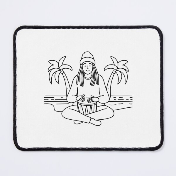Item preview, Person with reggae style playing bongo on the beach with waves and palm trees designed and sold by rasagamastore.