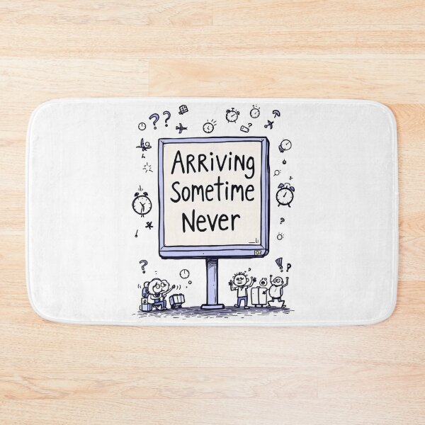 Item preview, Cartoon of a sign with a message saying arriving sometimes never designed and sold by cafegrafis.