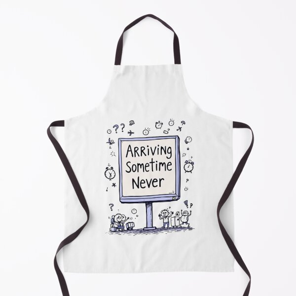 Item preview, Cartoon of a sign with a message saying arriving sometimes never designed and sold by cafegrafis.