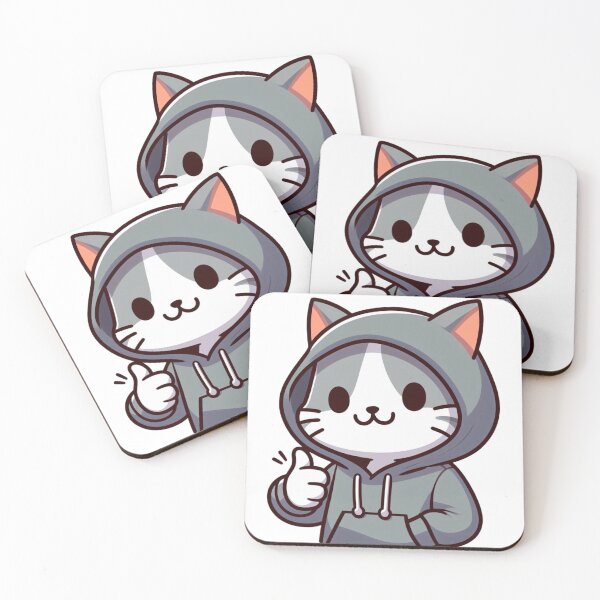 Item preview, Cool Cat Thumbs Up – Smug Cartoon Animal in Hoodie designed and sold by Confuzz1ed.