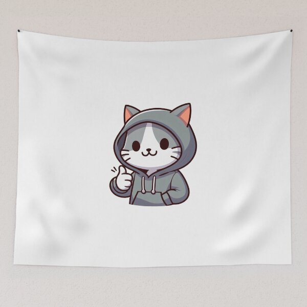 Item preview, Cool Cat Thumbs Up – Smug Cartoon Animal in Hoodie designed and sold by Confuzz1ed.