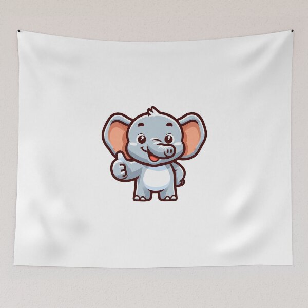 Item preview, Friendly Elephant Thumbs Up – Cute Cartoon Animal Art designed and sold by Confuzz1ed.