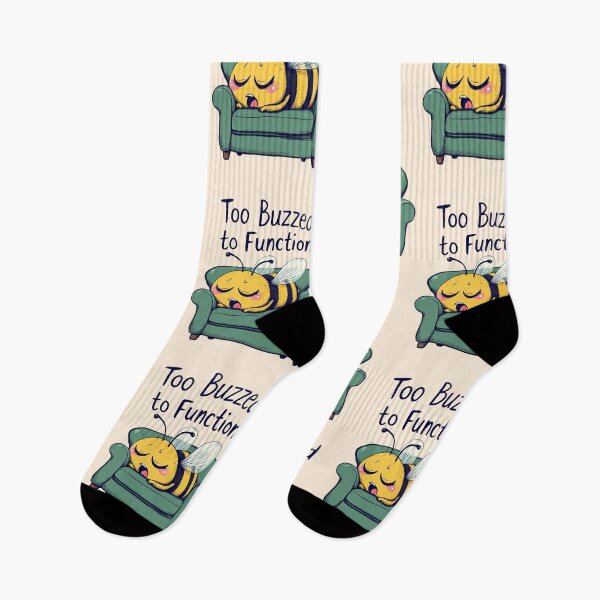 Item preview, A cartoon bee sleeping on a couch with the words too buzzzed to function designed and sold by cafegrafis.