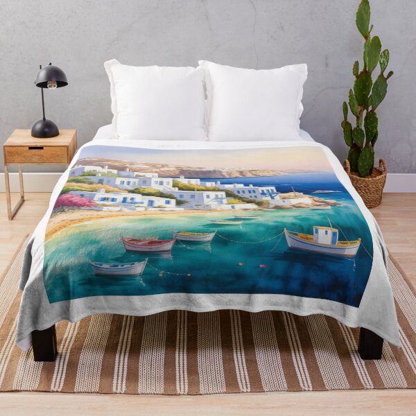 Item preview, watercolor mykonos view designed and sold by ArtQueen777.