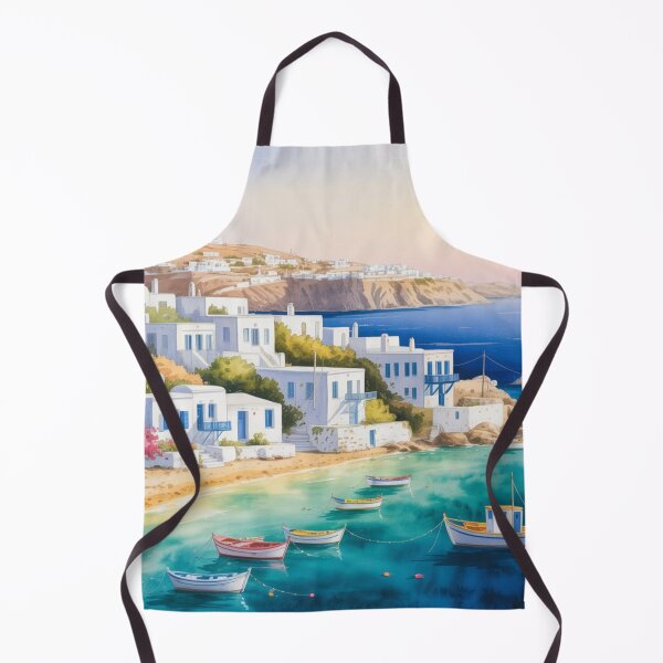 Item preview, watercolor mykonos view designed and sold by ArtQueen777.