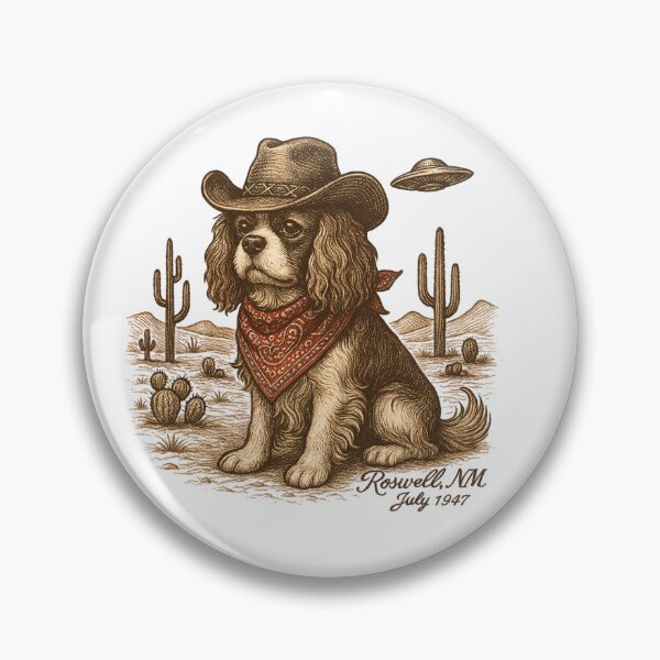 Item preview, Cowboy Dog in Roswell Desert with UFO – Vintage Western Illustration designed and sold by Sonchai Paladsai.