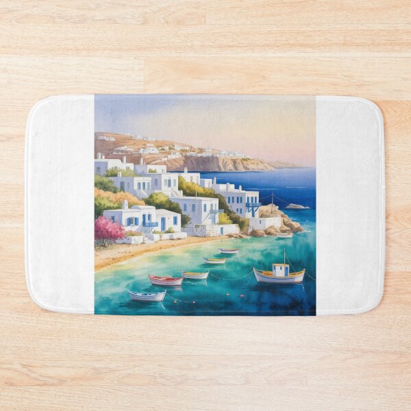 Item preview, watercolor mykonos view designed and sold by ArtQueen777.