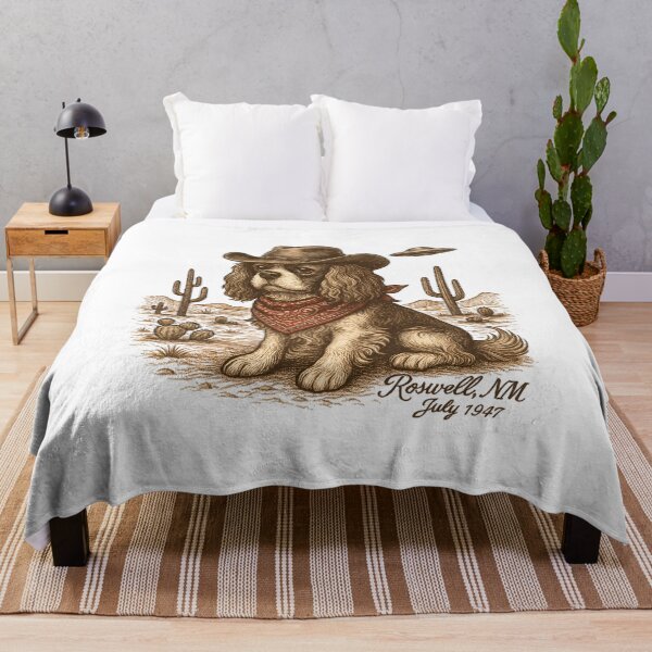 Item preview, Cowboy Dog in Roswell Desert with UFO – Vintage Western Illustration designed and sold by Sonchai Paladsai.