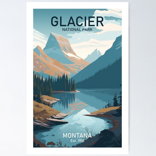 Item preview, GLACIER NATIONAL PARK TRAVEL ART designed and sold by MarkedArtPrints.