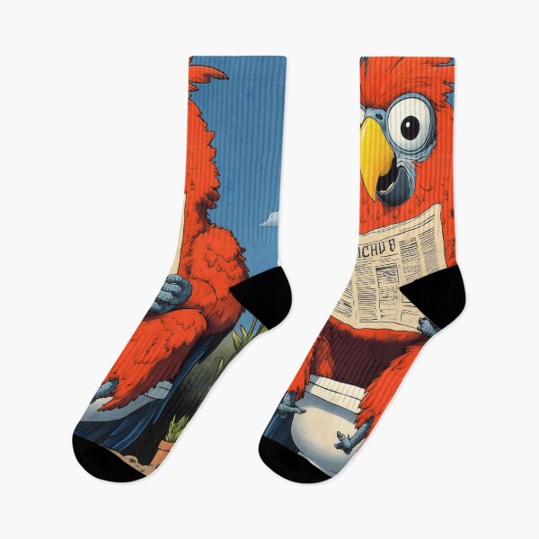 Item preview, Colorful Sunny Macaw Reads Newspaper Outdoor Toilet Scene designed and sold by earlobejerk.