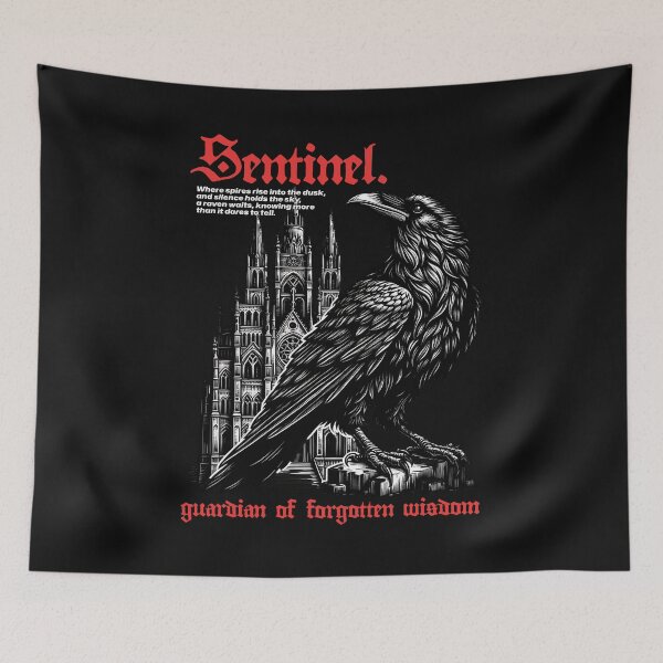 Item preview, Gothic Raven on Cathedral – Dark Mysterious Bird Art designed and sold by Belarte.shop.