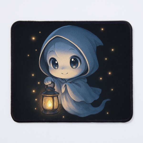 Item preview, Cute little ghost wearing a hooded cloak designed and sold by FluffyGallery.