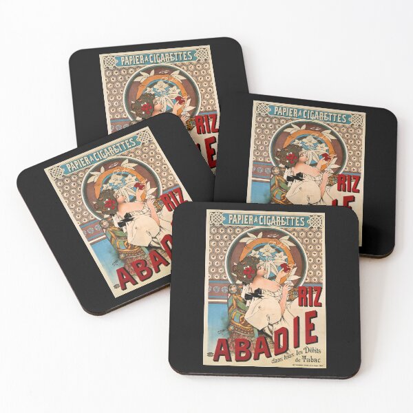 Item preview, Riz Abadie Poster by Alphonse Mucha | Art Nouveau Smoking Print | Vintage Tobacco Ad | Elegant Woman Wall Art | French Decorative Poster designed and sold by artofuniverse.