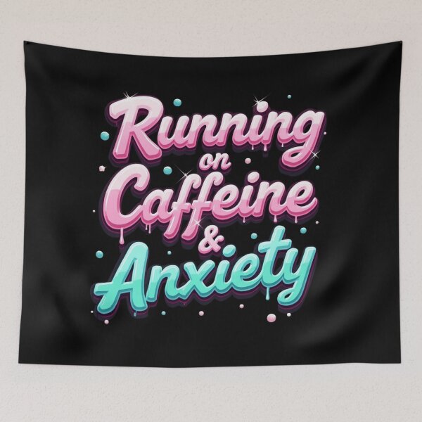 Item preview, Running on Caffeine & Anxiety – Retro Neon Bubble Font Sticker designed and sold by WakeUpYourBrain.