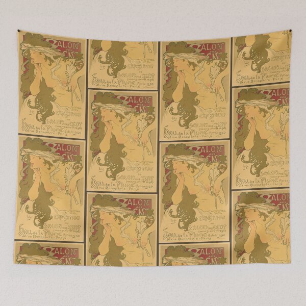 Item preview, Salon des Cent Poster by Alphonse Mucha | Art Nouveau Exhibition Print | Vintage French Wall Art | Elegant Woman Decorative Poster designed and sold by artofuniverse.