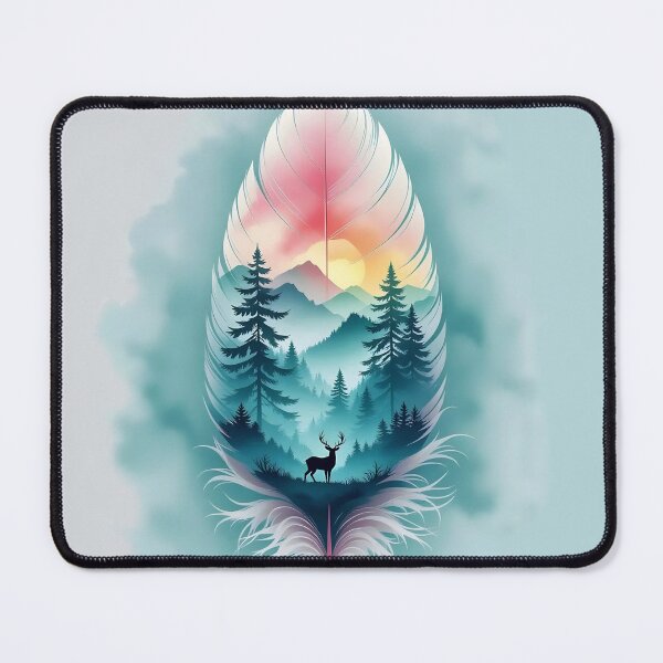 Item preview, A mesmerizing and intricate artwork featuring a feather that captures the essence of nature. The feather's center is adorned with a stunning deer designed and sold by Erlin Rudho.
