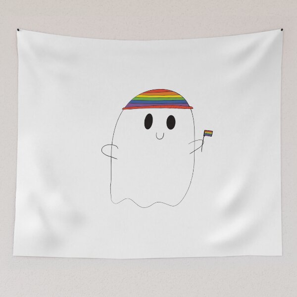Item preview, Pride ghost with rainbow flag beanie design designed and sold by The shop of everything.