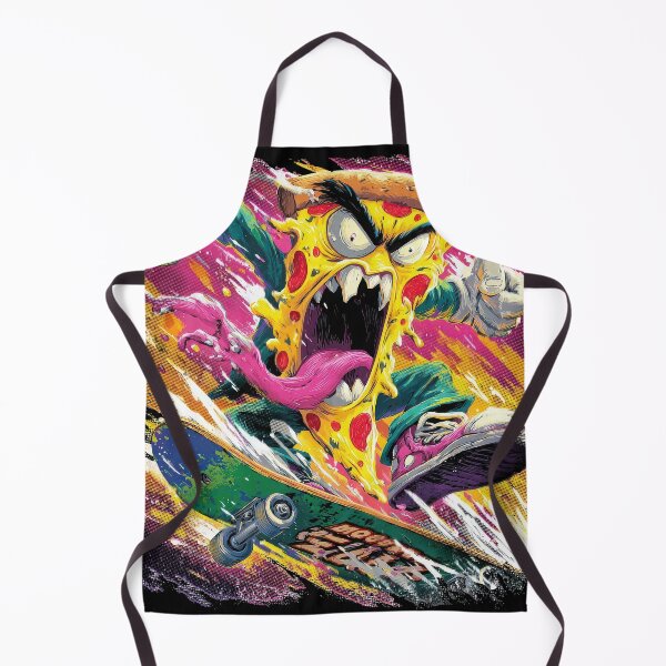 Item preview, Screaming slice of pizza doing a kickflip on a flaming skateboard designed and sold by Gaviani Design Studio.
