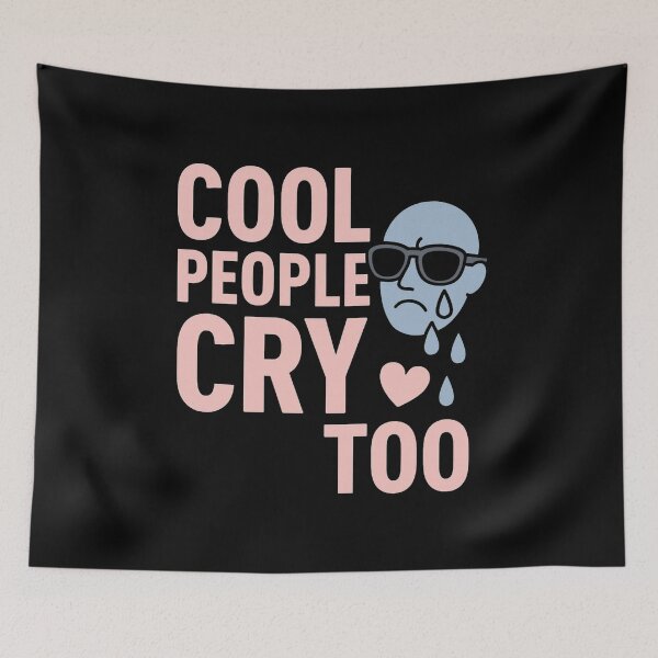 Item preview, Cool People Cry Too – Sadcore Minimalist Statement designed and sold by PulseGraph.