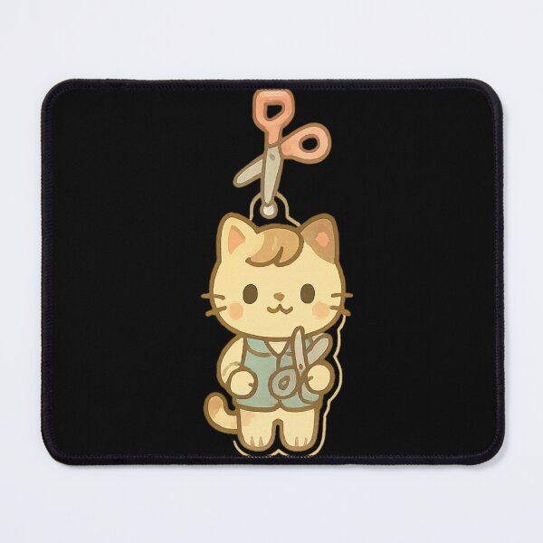 Item preview, Cute Cat Hairdresser Kawaii keychain designed and sold by DamioPolArt.