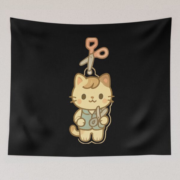 Item preview, Cute Cat Hairdresser Kawaii keychain designed and sold by DamioPolArt.