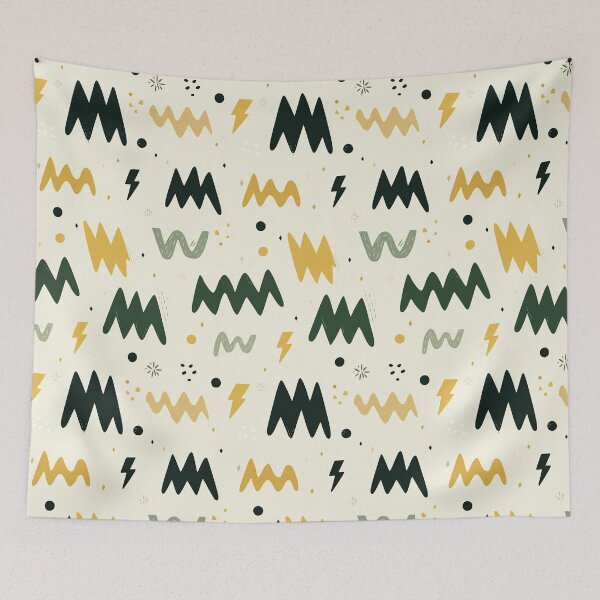 Item preview, Teal Yellow Green Geometric Midcentury Wall Pattern designed and sold by Piotrek0001.