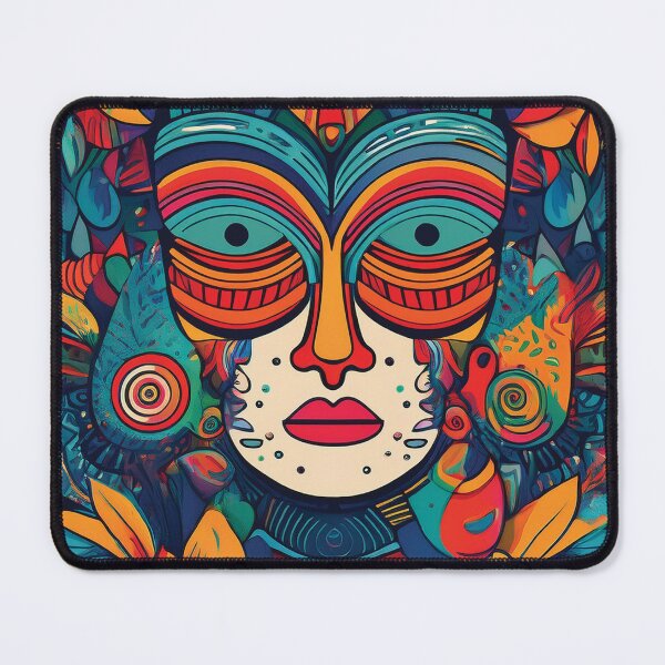Item preview, Eclectic Tribal Mask Art | Vibrant Psychedelic Face | Colorful Ethnic Pattern designed and sold by KAYJAY DESIGNS.