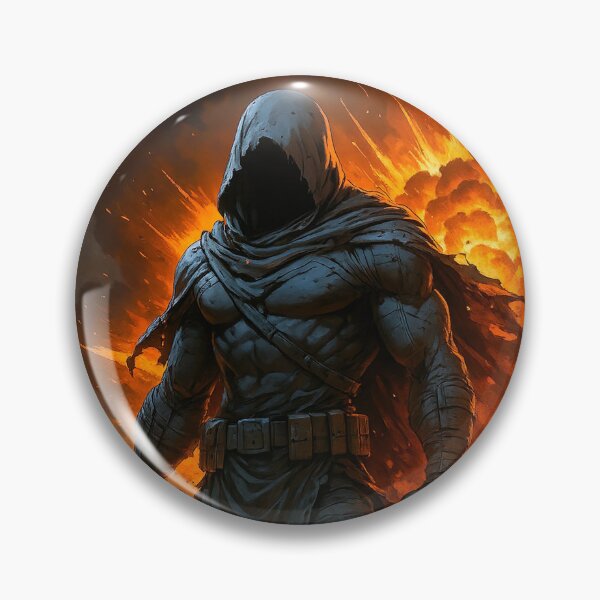 Item preview, Brother Ra'd hooded super hero  post apocalypse scene with fire designed and sold by tarotstarostina.