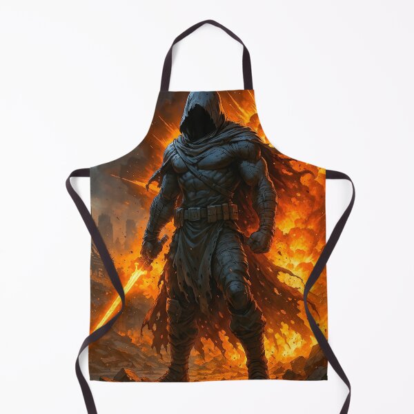 Item preview, Brother Ra'd hooded super hero  post apocalypse scene with fire designed and sold by tarotstarostina.