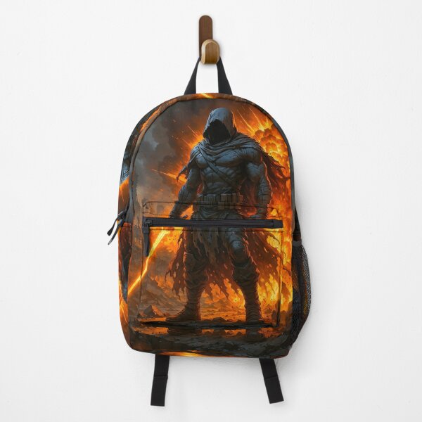 Item preview, Brother Ra'd hooded super hero  post apocalypse scene with fire designed and sold by tarotstarostina.