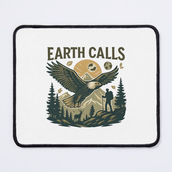 Item preview, Earth Calls Adventure Design – Hiking, Eagle, and Mountain Nature Art designed and sold by Furr-n-Purr.