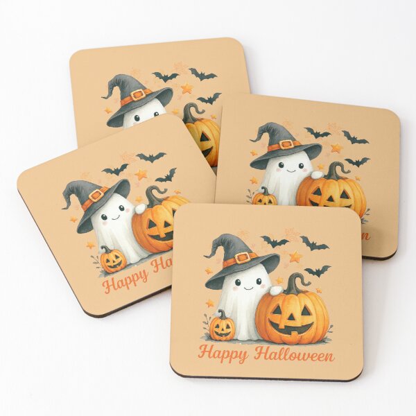 Item preview, happy Halloween a good smiling ghost with a pumpkin designed and sold by DżodżoJoy.