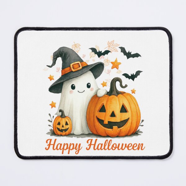 Item preview, happy Halloween a good smiling ghost with a pumpkin designed and sold by DżodżoJoy.