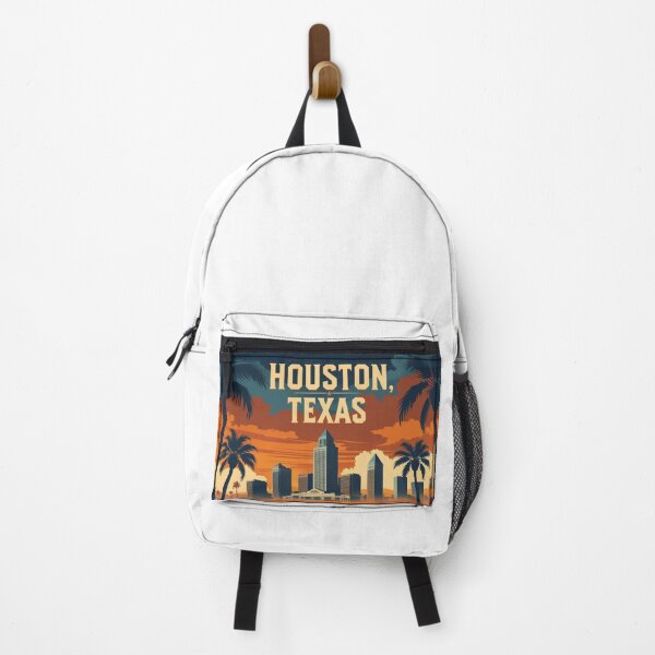Item preview, Vintage Houston Texas design with palm trees and skyscrapers designed and sold by StormArte.