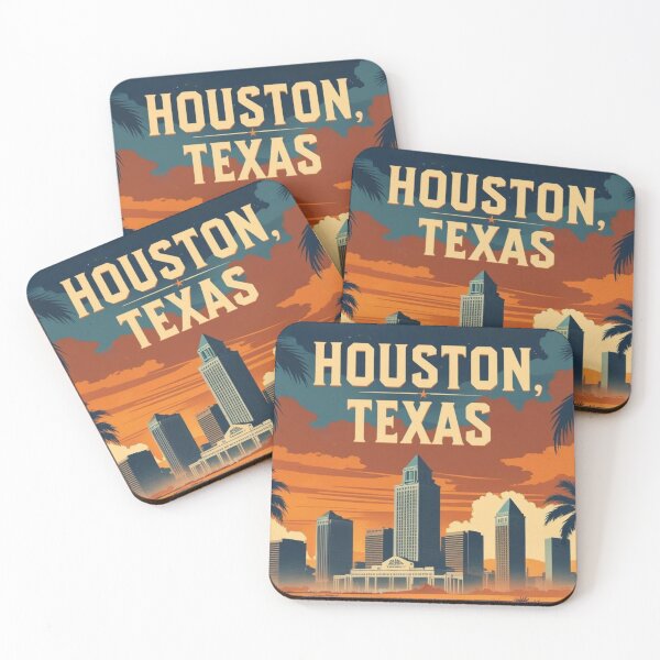 Item preview, Vintage Houston Texas design with palm trees and skyscrapers designed and sold by StormArte.