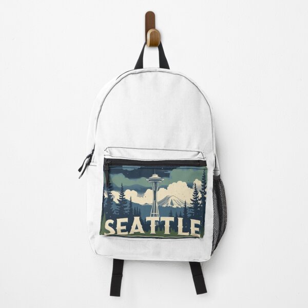 Item preview, Vintage illustration of Seattle with the Space Needle and forest designed and sold by StormArte.